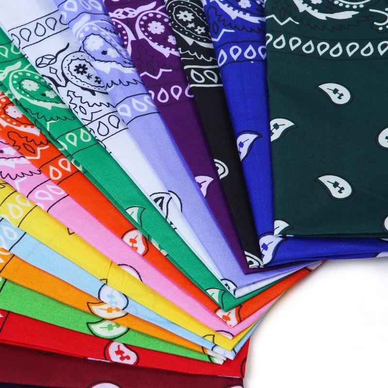 16 Counts Paisley Bandanas Cowboy Bandana Handkerchiefs Paisley Print Head Wrap Scarf, Assorted 16 Colors