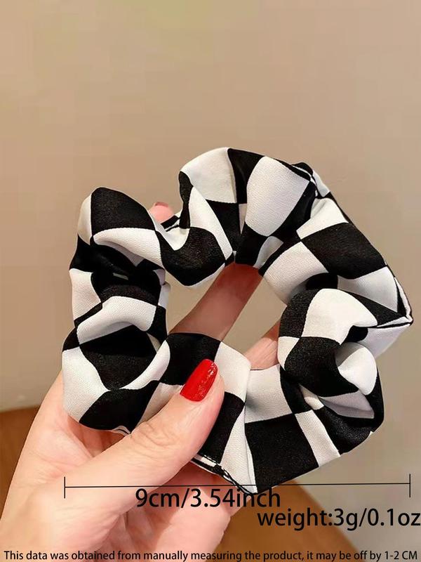 Plaid Checked Pattern Hair Tie (3pcs set), Elegant High Stretch Hair Tie for Women & Girls, Minimalist Headwear Suitable for Thick Hair, Fashion Hair Accessories for Party, Daily Clothing Decor