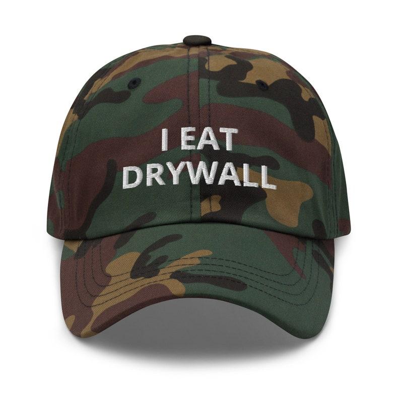 I Eat Drywall Hat, Embroidered Adjustable Dad Hat Baseball Cap, Funny Hats, Random Humor, Gag Gift, Asbestos