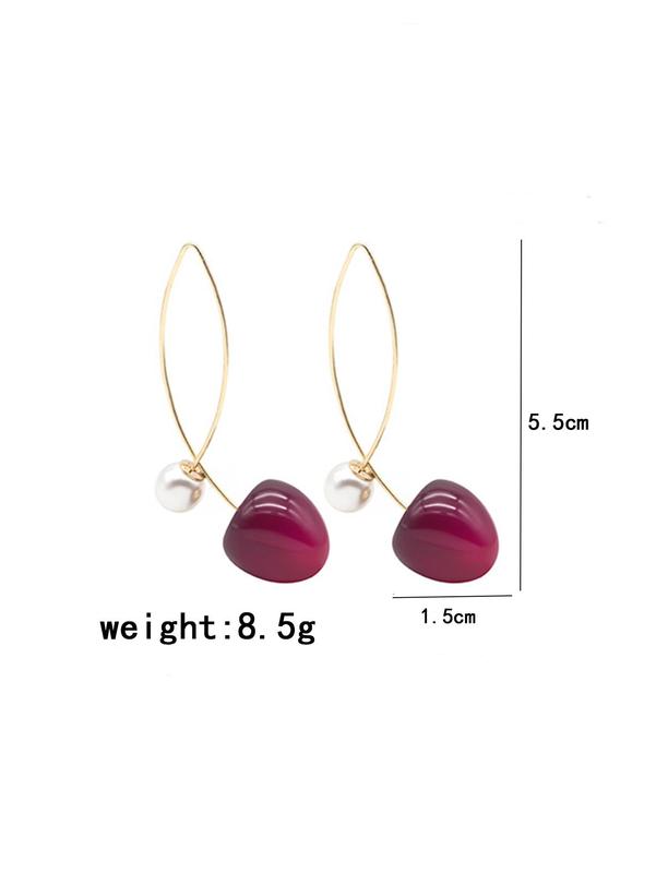 1 Pair Cherry Decorated Dangle Earrings, Elegant Drop Earrings for Women, Fashion Jewelry for Party, Daily Clothing Decor