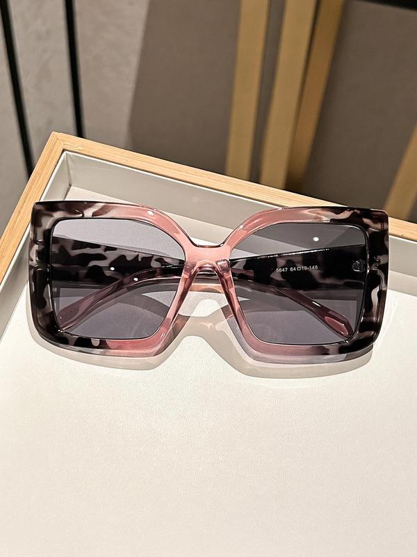 Unisex Vintage Trendy Leopard Pattern Sunglasses, Retro Casual Square Frame Sunglasses for Everyday Use, Fashion Accessories for Outdoor Activities