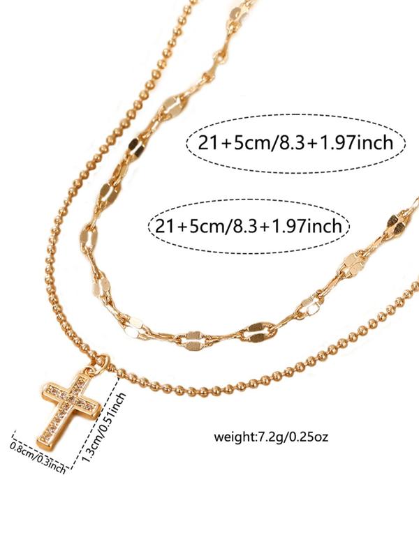 2pcs Rhinestone Decorated Cross Charm Anklet for Women, Casual Matching Foot Jewelry for All Seasons Beach, Body Jewelry for Girls Teenagers