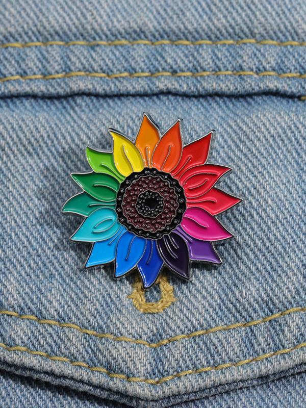 Colorful Sunflower Design Brooch, Fashion Brooch for Women & Men, Enamel Pin Suitable for Backpacks, Jeans, Scarves, Hats Decoration for Birthday Gift