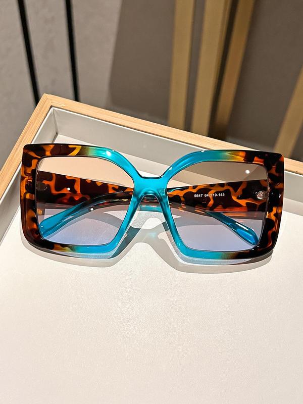 Unisex Vintage Trendy Leopard Pattern Sunglasses, Retro Casual Square Frame Sunglasses for Everyday Use, Fashion Accessories for Outdoor Activities