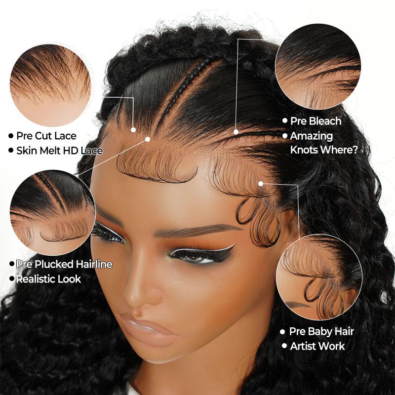 Alipearl Hair Dutch Pre Braided Deep Wave Stylist Wig Ready To Go Glueless 13x4 Lace Frontal Wig Pre Styled Pre Everything Wig