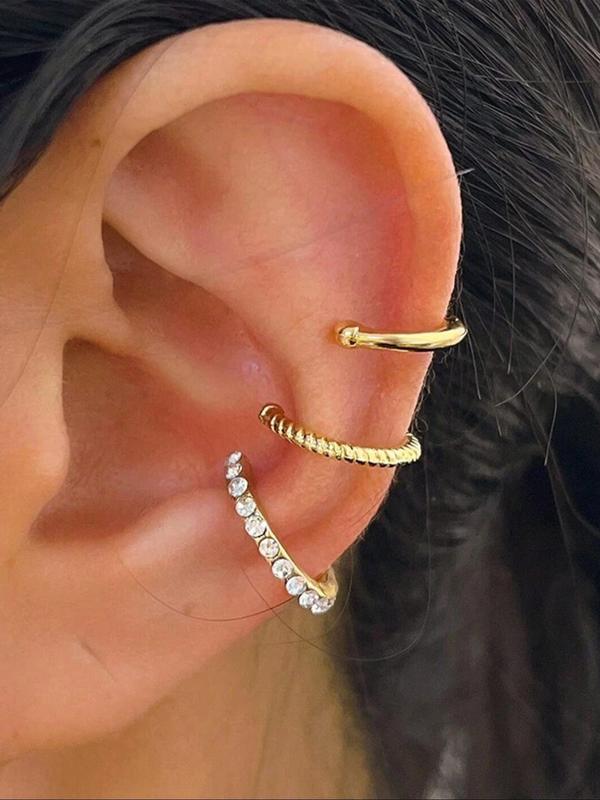 Women's Elegant Rhinestone Decorated Ear Cuff, Casual Jewelry for Party, Classic Fashion Accessories for Daily Wear