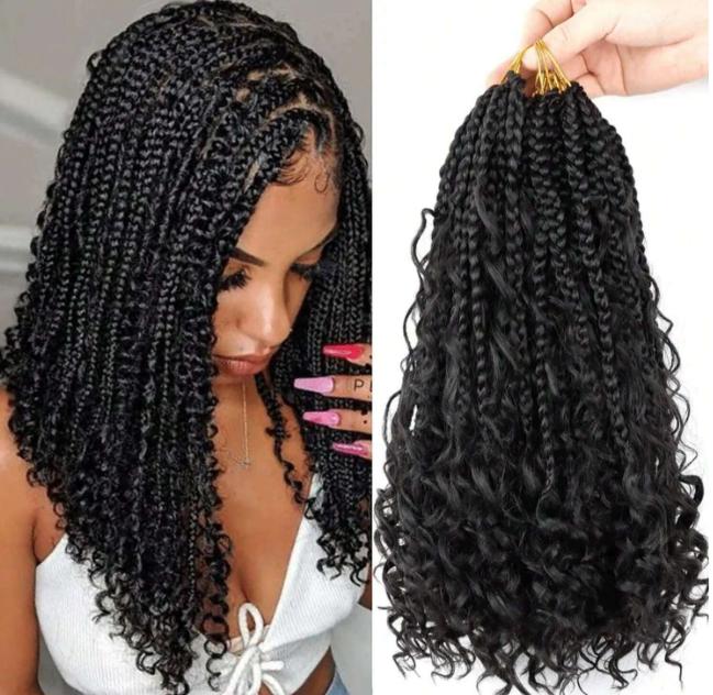 Goddess Boho Box Braids Crochet Hair 12-22 Inch Synthetic Ombre Braiding Hair for Women