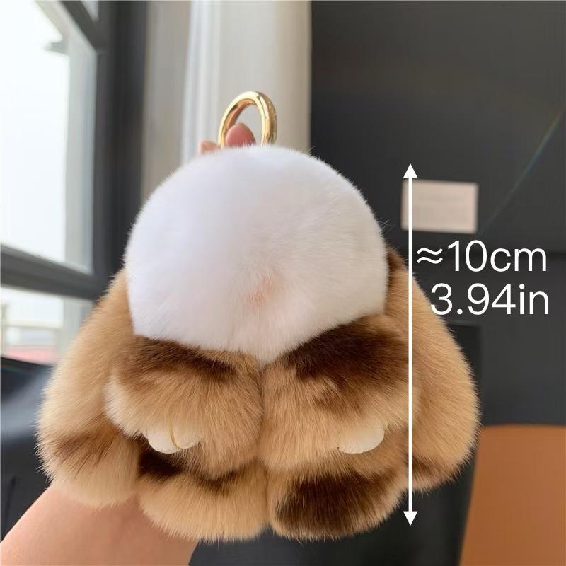 Cute Plush Rabbit Design Keychain, Mini Plush Keychain, Bag Charm, Car Key Decoration, Bag Decoration, Car Interior Accessories