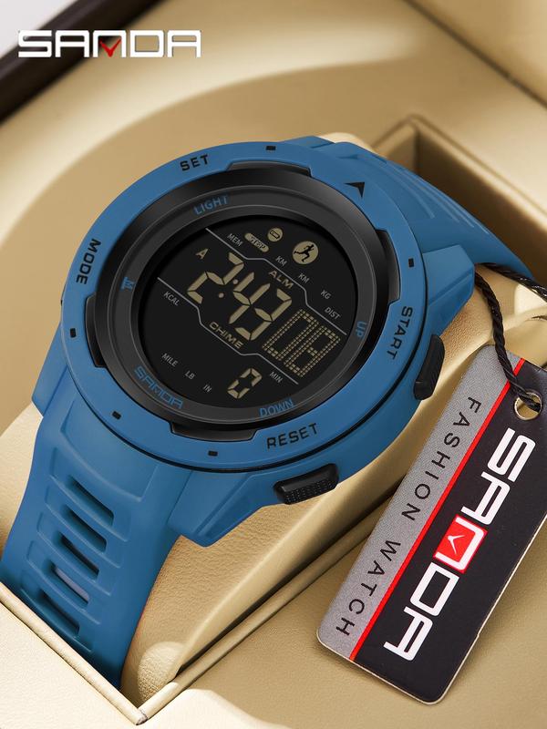 Men's Sporty Digital Watch, Fashionable Digital Watch with Luminous Dial, Digital Display Waterproof Watch for Men