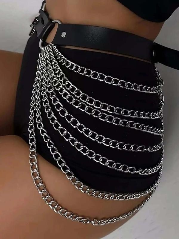 Women's Chain Decorated Designer Waist Belts, Punk Style Y2k Waist Chain Harness Strap, Fashion Accessories for Party, Daily Clothing Decor