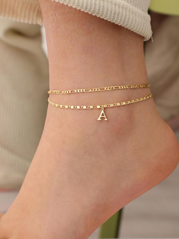 Fashion Letter Detail Anklet for Women & Girls, Elegant Jewelry for Party, Daily Clothing Decor, Trendy All-match & Exquisite Jewelry for Birthday Gift