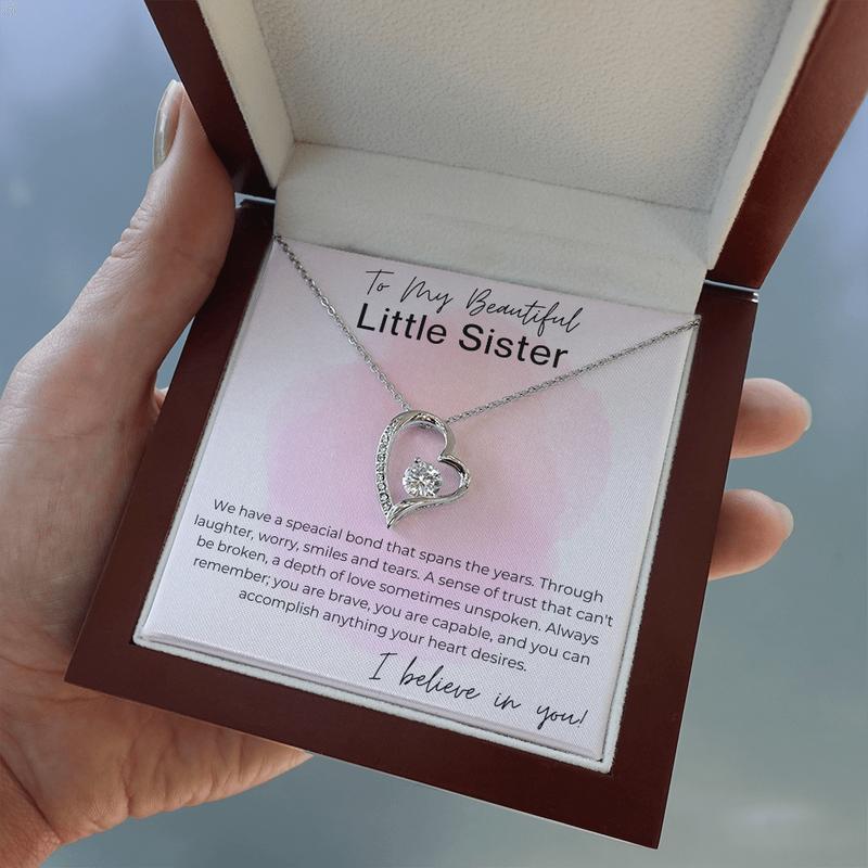 Our Special Bond  Gift necklace for Little Sister - Heart Pendant Necklace GIft Special love