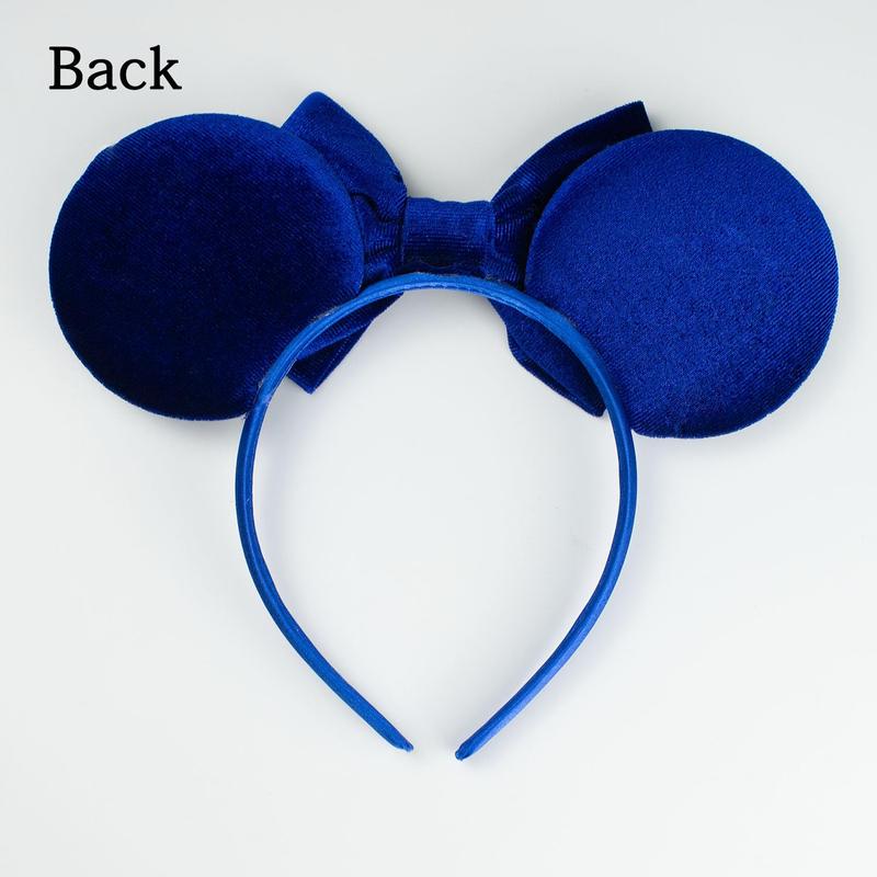 Velvet Mouse Ears Hair Bow Headband with , Party Decoration Costume Headwear Hair Accessories for Women Girls (Velvet Royalblue01)