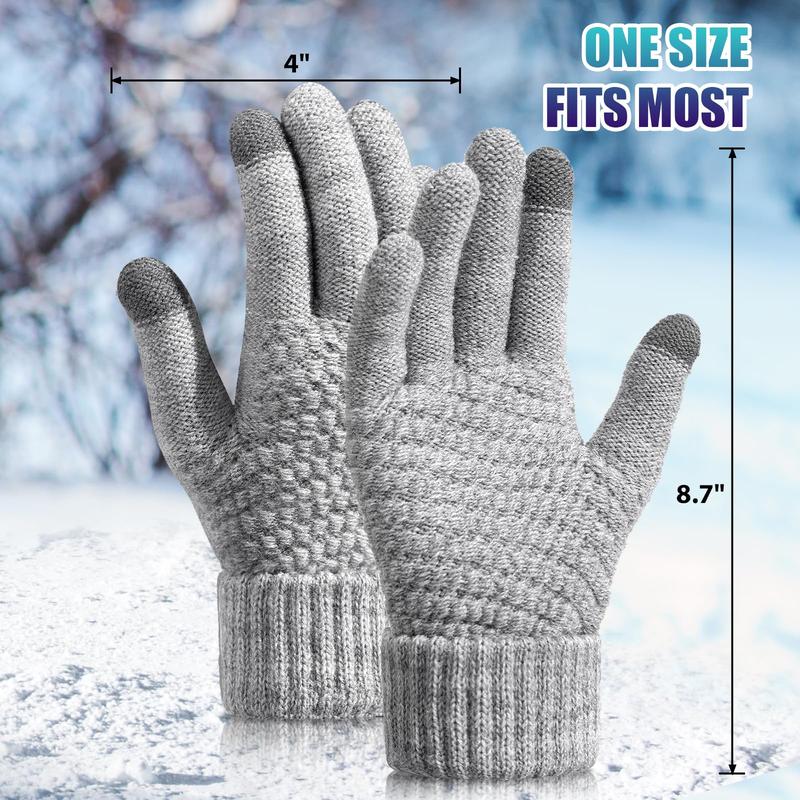 Women's Winter Gloves, Women's Warm Soft Touchscreen Winter Gloves, Elastic Cuff Knit Gloves for Cold Weather