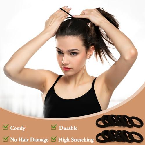 1 PCS Large Black Hair Ties for Women and Girls - High Stretching, Thick Seamless Cotton, No Damage Elastics (2 Inch Diameter)