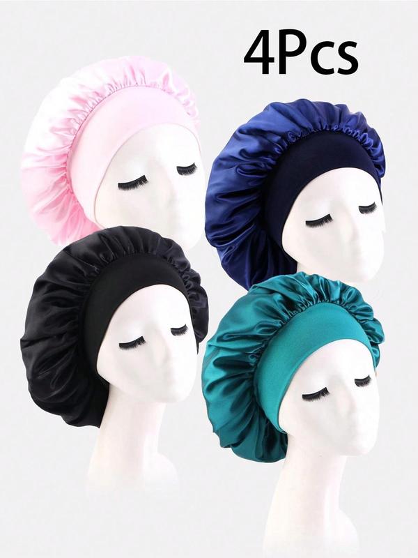 Women's Plain Color Hair Bonnets, 2024 New Style Trendy Soft Comfy Sleeping Bonnets Hats for Preserving Hairstyle, Chic Accessories for Daily Use Summer 2024