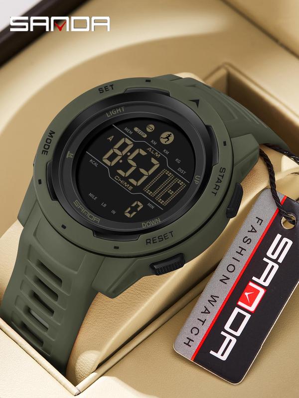 Men's Sporty Digital Watch, Fashionable Digital Watch with Luminous Dial, Digital Display Waterproof Watch for Men