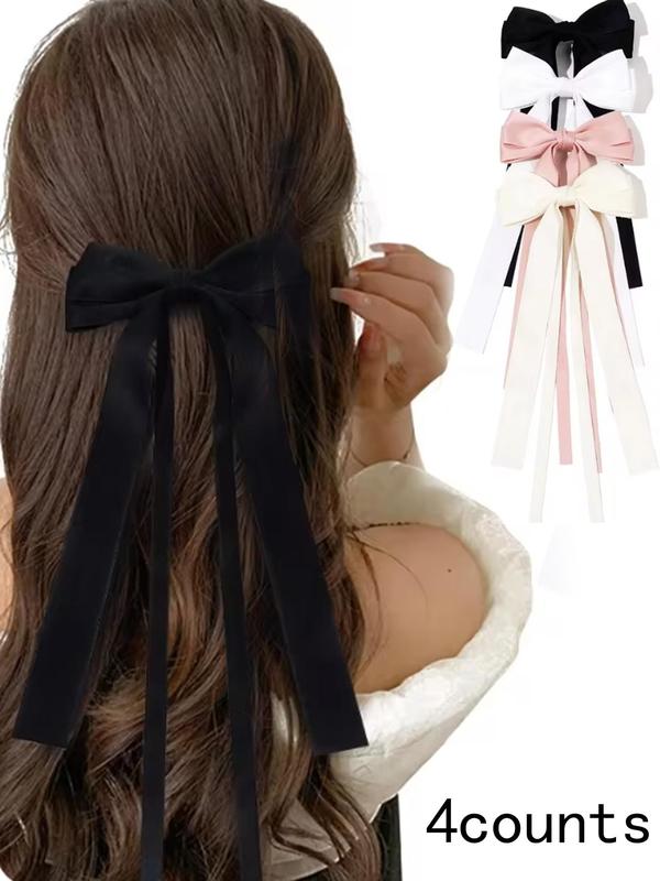 Women's Elegant Bow Ribbon Design Hair Clips, Cute Trendy Hair Clips, Fashionable Hair Accessories for Women & Girls