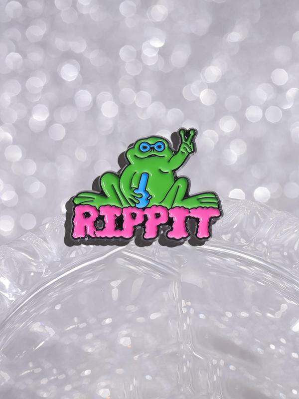 Cute Frog & Letter Design Brooch, Fashion Alloy Brooch Pin for Clothes, Creative Personalized Badge for Daily Clothing Decor