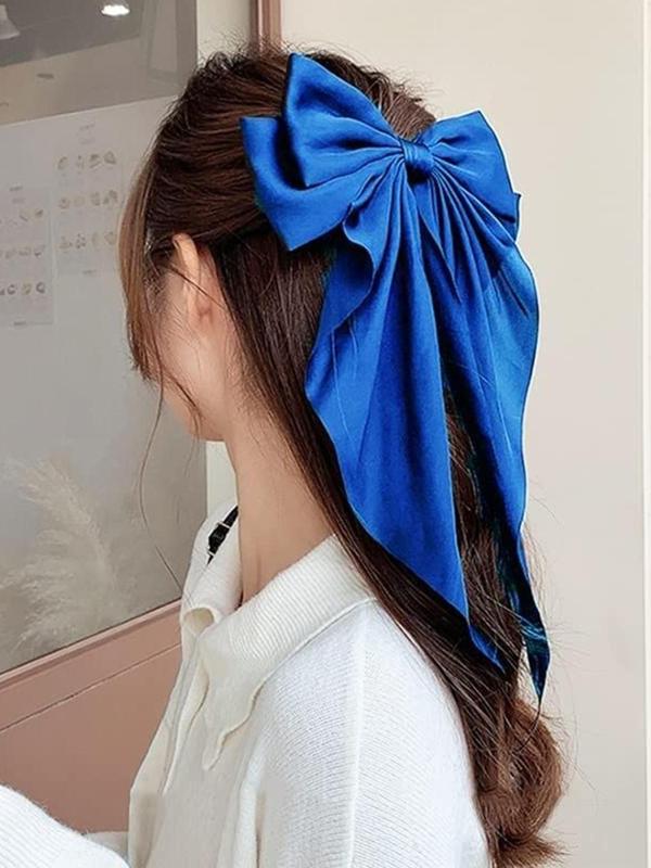 Summer Solid Matching Double Layered Bow Decor Hair Clip As Gift, Large Size French Clip, Hair Accessories for Daily Wear, Sweetness Barrette, Cute Hair Slide