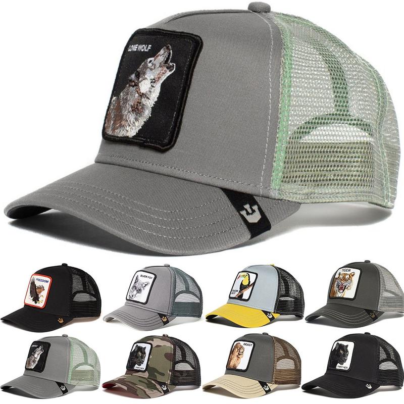 Lone wolf-summer mesh hat, anime baseball cap, bear, Tiger, freedom, Paner, truck driver hat, shark, dad, clean menu snapback