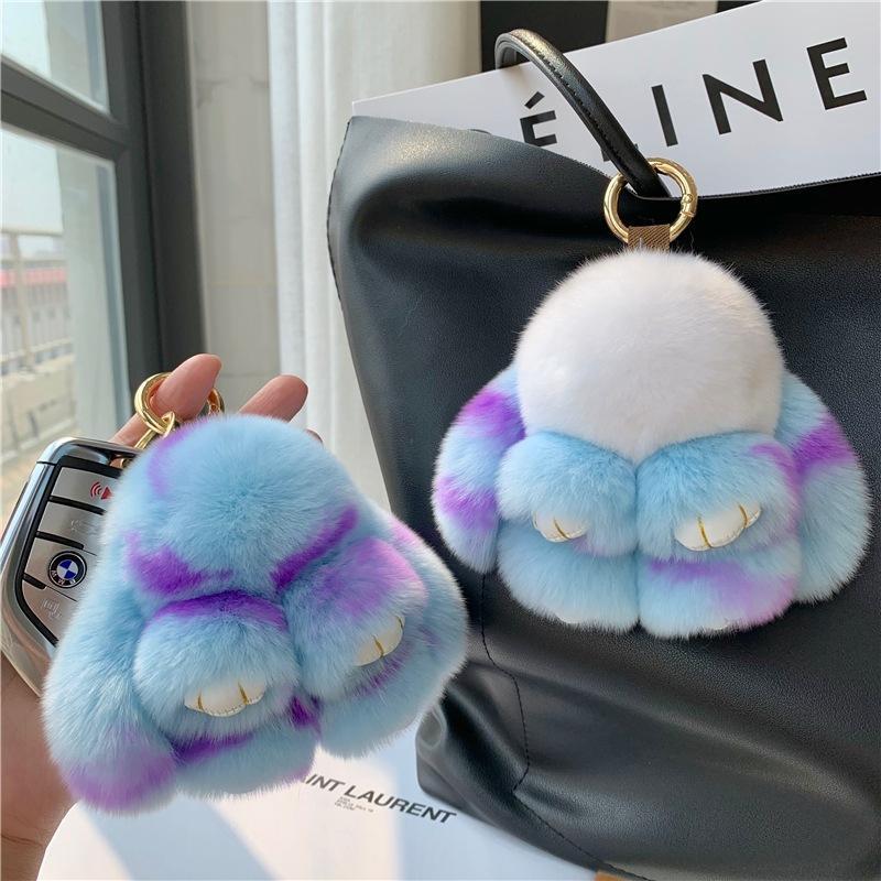 Cute Plush Rabbit Design Keychain, Mini Plush Keychain, Bag Charm, Car Key Decoration, Bag Decoration, Car Interior Accessories