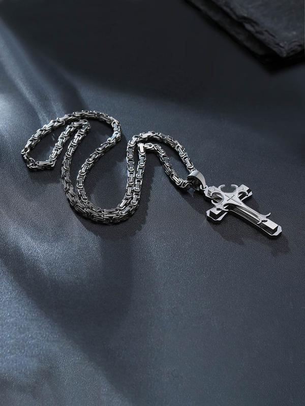 Punk Style Stainless Steel Layered Cross Necklace, Fashion Jewelry for Party, Daily Clothing Decor, Trendy All-match & Exquisite Jewelry for Birthday Gift