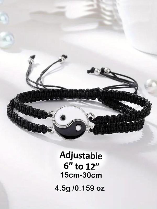 Retro Unisex Matching Bracelet Set, Taiji Yin Yang Symbol Woven Bracelet, Adjustable Drawstring Bracelets, Fashionable Jewelry Accessories for Men and Women for Couples & Friends As Gift