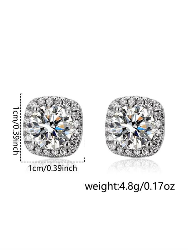 Men's Punk Style Rhinestone Decorated Stud Earrings, Fashion Jewelry for Party, Daily Clothing Decor, Trendy All-match & Exquisite Jewelry for Birthday Gift