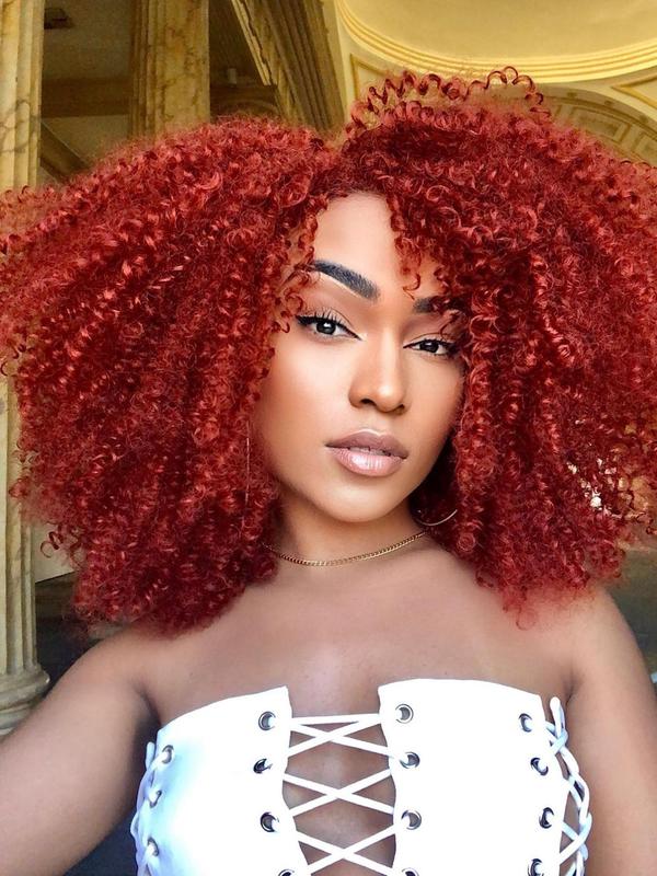 16 Inch Short Afro Kinky Curly Coily Hair Wigs for Women, Fluffy Glueless Wigs with Bangs, Summer Glueless Synthetic Full Machine Wigs Back To School, Fall Outfits, Fall Freshness