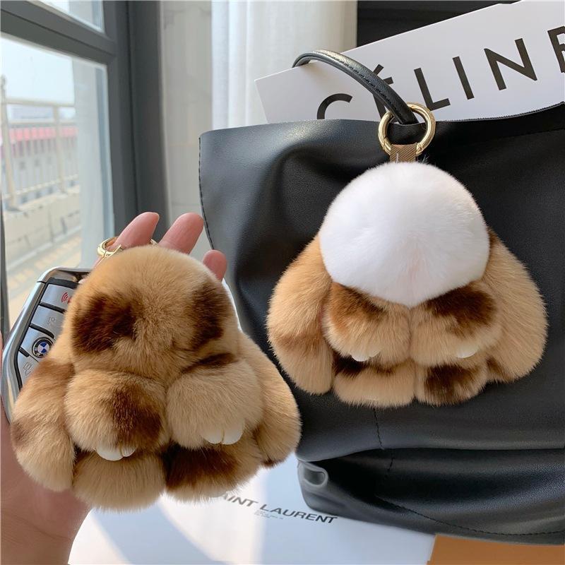 Cute Plush Rabbit Design Keychain, Mini Plush Keychain, Bag Charm, Car Key Decoration, Bag Decoration, Car Interior Accessories