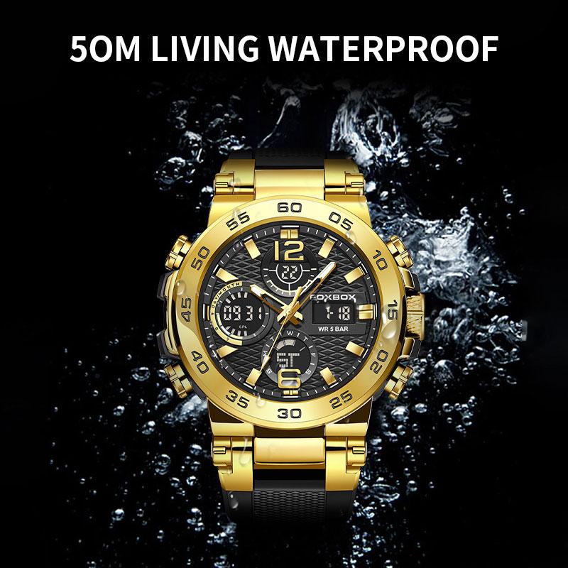 LIGE Large Disc Silicone Strap Electronic Time Setting Design Luminous Hands Waterproof Men's Watch