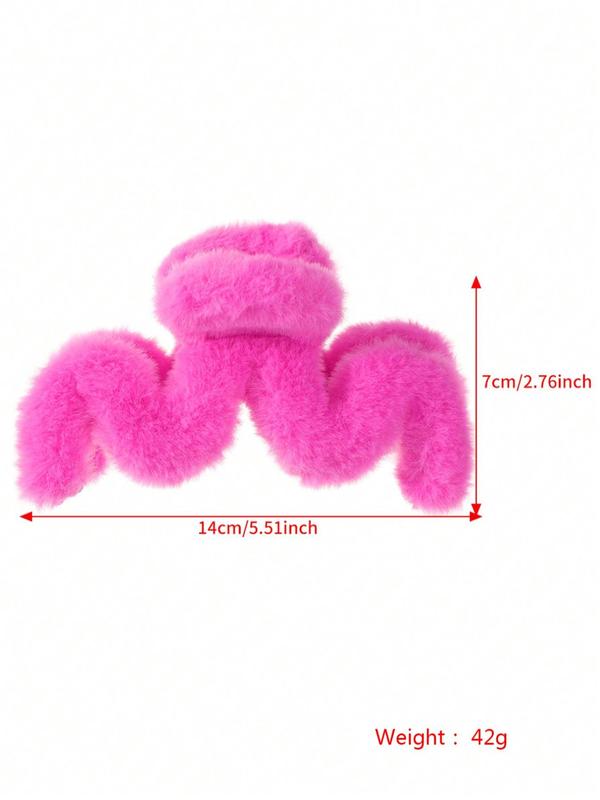 Funny Cute Large Size Hair Claw, Fashionable Solid Fluffy Plush Kawaiii Hair Accessories for Women & Girls, Elegant 2024 Trendy Hair Accessories for Parties and Daily Life