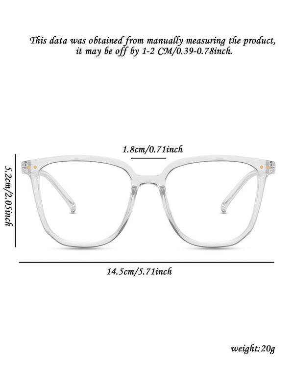 1 Pair Simple Eyeglasses for Men and Women, Fashion Square Frame Eyeglasses with Anti-blue Light Lenses for Everyday Use, Fashion Accessory