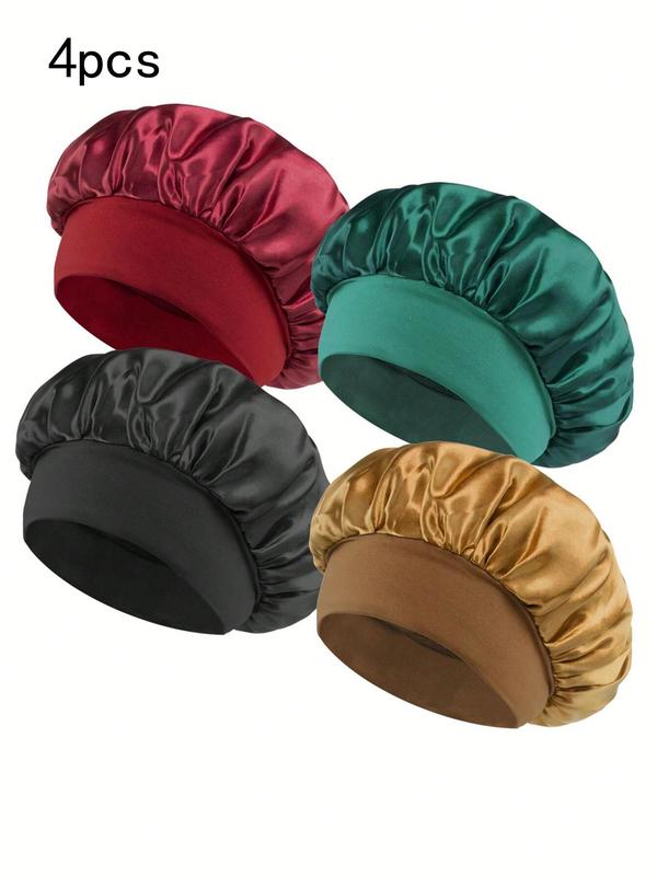 Women's Plain Color Hair Bonnets, 2024 New Style Trendy Soft Comfy Sleeping Bonnets Hats for Preserving Hairstyle, Chic Accessories for Daily Use Summer 2024