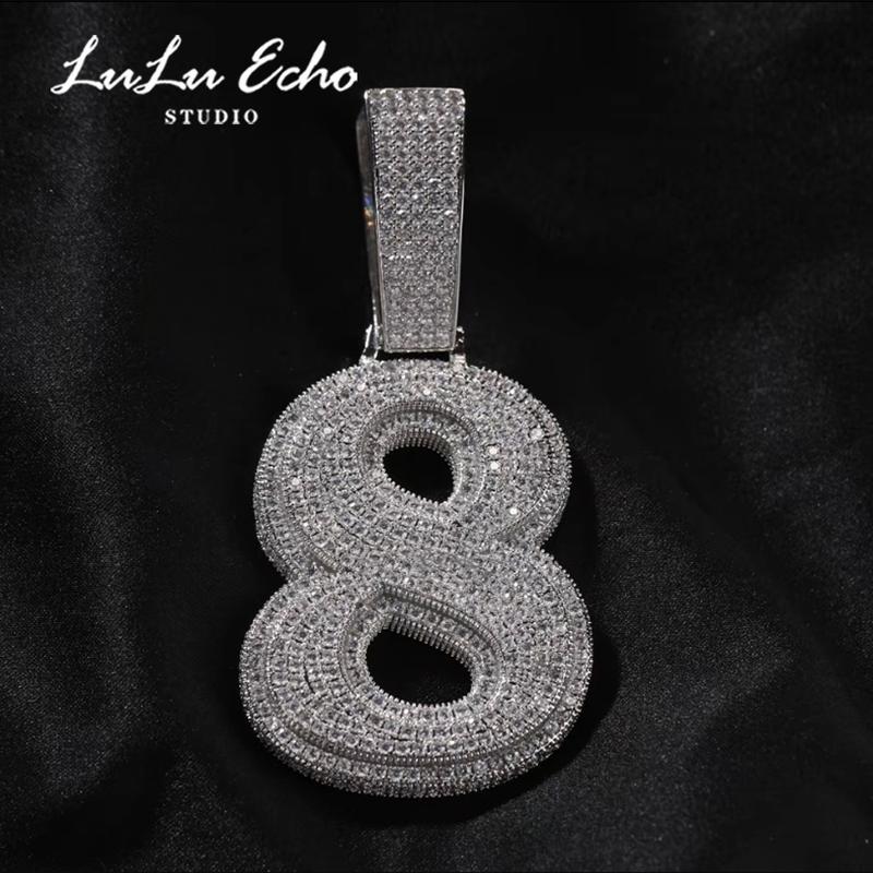 LuLuEcho Large Number Zirconia Hip Hop Pendant For DIY Couple