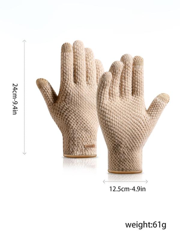 Men's Solid Color Touch Screen Gloves, Casual Windproof Warm Gloves for Fall & Winter, Fashion Accessories for Men