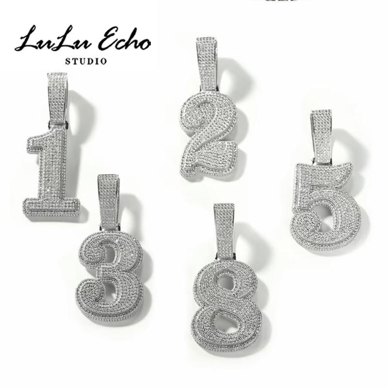 LuLuEcho Large Number Zirconia Hip Hop Pendant For DIY Couple