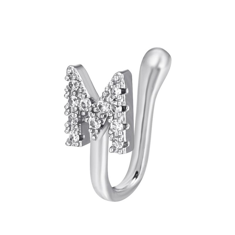 1 Count A-Z LETTER  Design Non-pierced Nose Clip, Rhinestone Inlaid Decorative Nose Ring, Fashionable Personality Accessories for Women and Girls