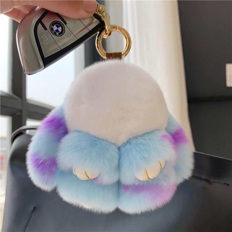 Cute Plush Rabbit Design Keychain, Mini Plush Keychain, Bag Charm, Car Key Decoration, Bag Decoration, Car Interior Accessories