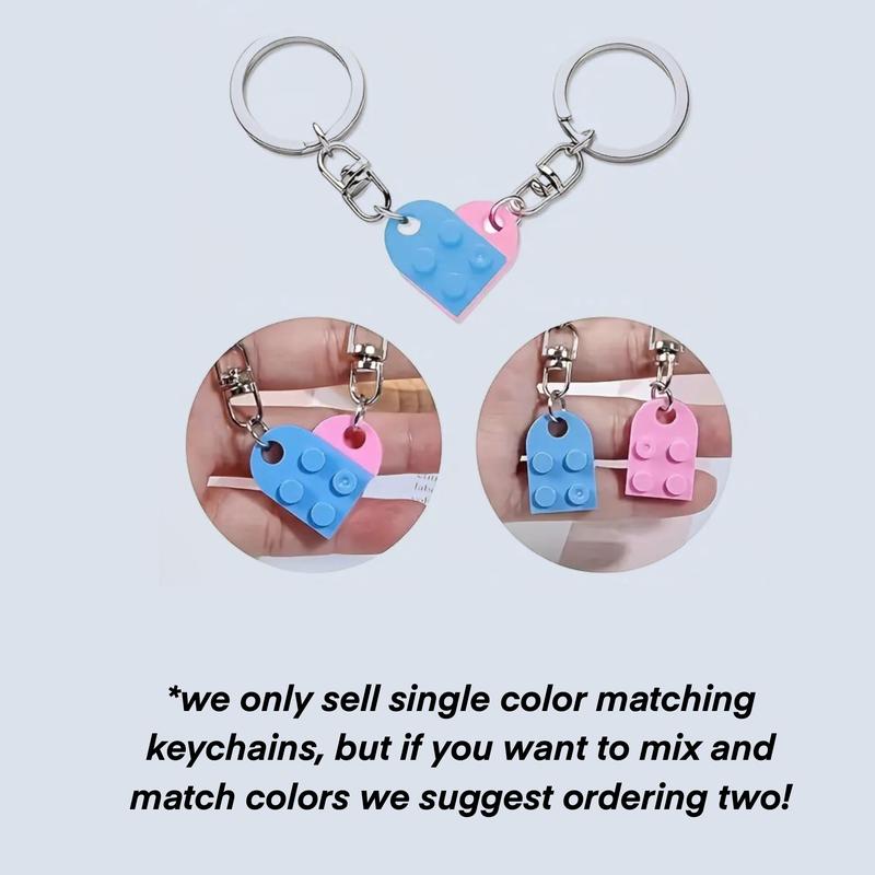 Matching Connecting Brick Keychain for Couples and Best Friends High Quality Durable Gifts for Him Gifts for Her Anniversary Birthday Father's Day Building Blocks Valentine's Day