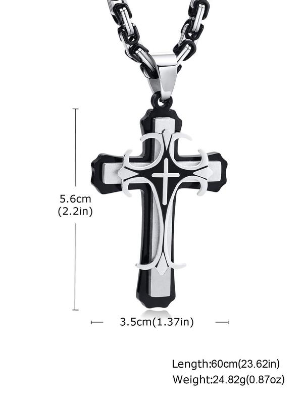 Punk Style Stainless Steel Layered Cross Necklace, Fashion Jewelry for Party, Daily Clothing Decor, Trendy All-match & Exquisite Jewelry for Birthday Gift