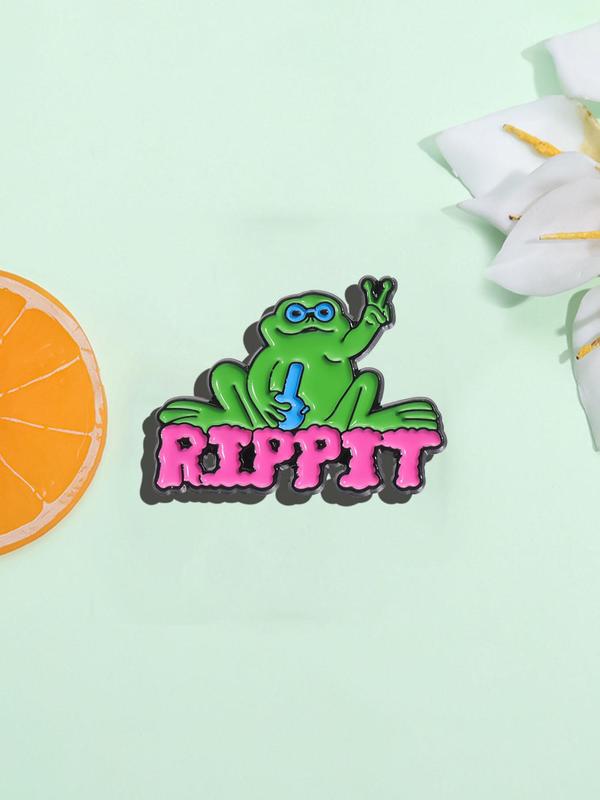 Cute Frog & Letter Design Brooch, Fashion Alloy Brooch Pin for Clothes, Creative Personalized Badge for Daily Clothing Decor