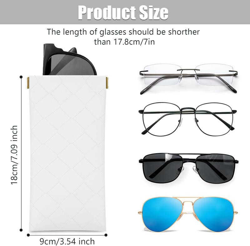 Glasses Case, 2 Pack Soft Sunglass Pouch Portable Sunglasses Organizer Squeeze Top Leather Eyeglass Case