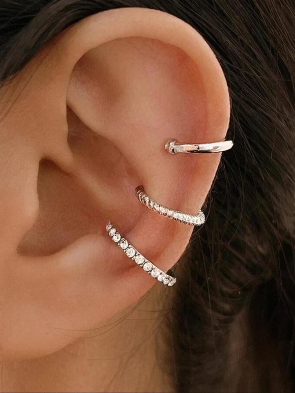 Women's Elegant Rhinestone Decorated Ear Cuff, Casual Jewelry for Party, Classic Fashion Accessories for Daily Wear