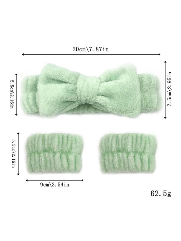 Cute Bow Decor Plush Hair Accessories Set, 15 Counts Wrist Band & Hair Band Set, Simple Soft Hair Band for Women & Girls, Fashion Hair Accessories for Daily Wear