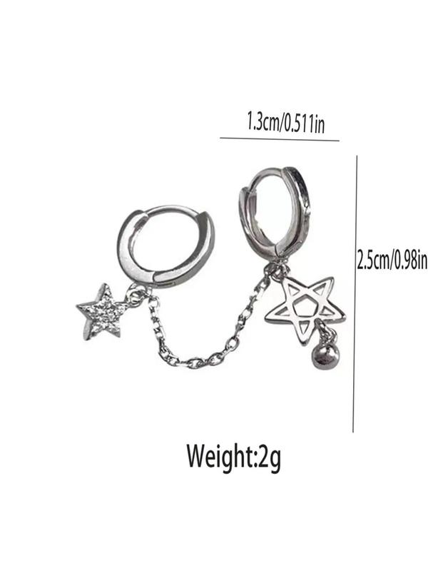 Star Design Dangle Earrings for Women, Cute Dangle Earrings with Double Hoops for Party, Daily Decor, Trendy All-match & Exquisite Jewelry for Birthday Gift