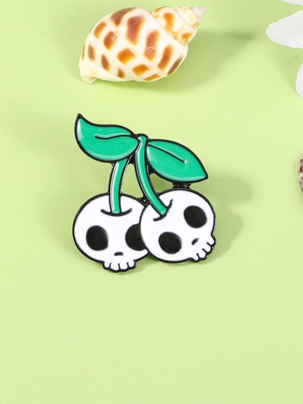 Cute Cherry & Skull Design Brooch, Fashion Alloy Badge for Clothes, Creative Alloy Accessories for Women & Men