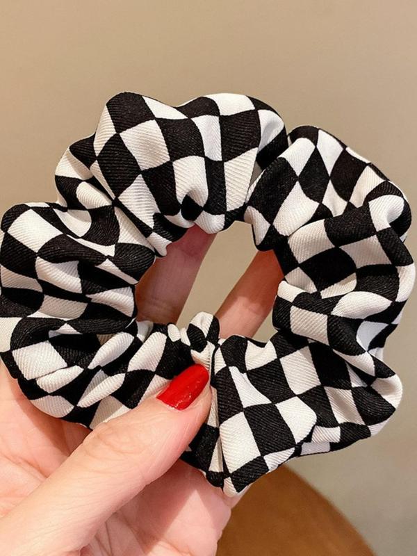 Plaid Checked Pattern Hair Tie (3pcs set), Elegant High Stretch Hair Tie for Women & Girls, Minimalist Headwear Suitable for Thick Hair, Fashion Hair Accessories for Party, Daily Clothing Decor