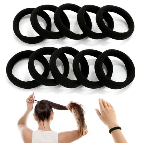 1 PCS Large Black Hair Ties for Women and Girls - High Stretching, Thick Seamless Cotton, No Damage Elastics (2 Inch Diameter)